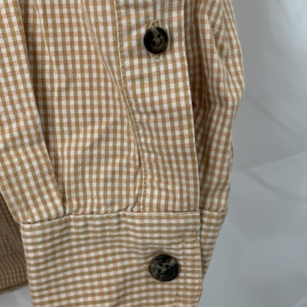 Columbia Mens XL Tan Gingham Long Sleeve Button Down Shirt AM7400 - Picture 5 of 8